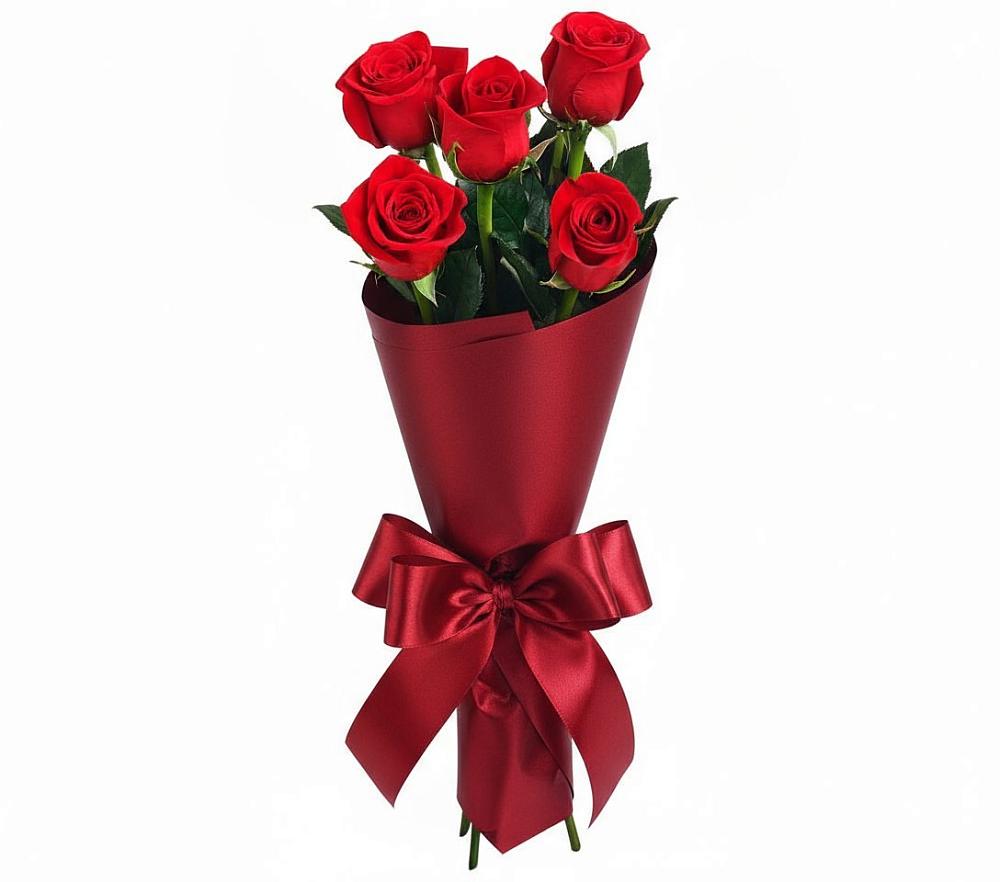 Букет 5 Красных роз Эдлесс Лав в Королёве