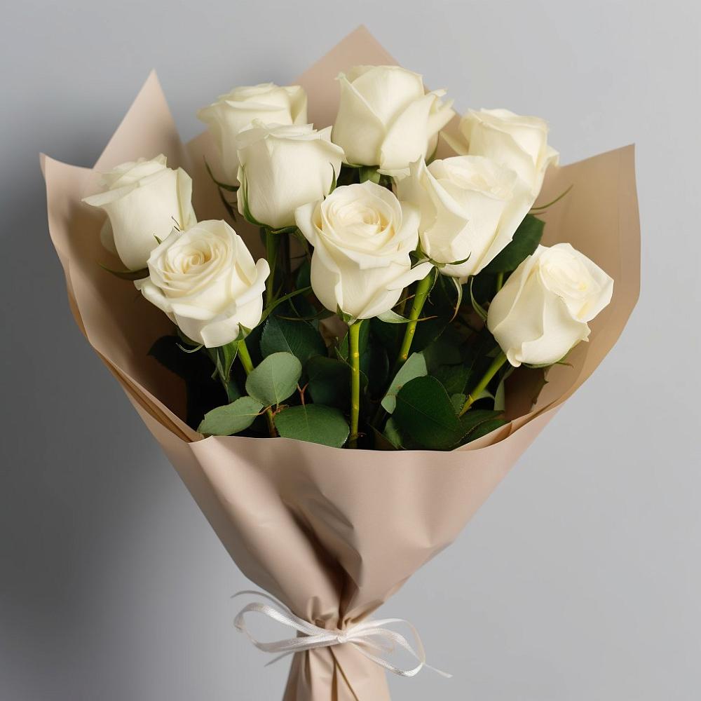 Букет 9 Белых роз Эдлесс Лав в Королёве