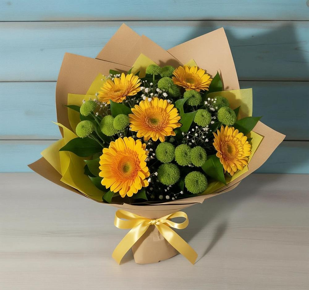 Букет цветов из: Герберы и Хризантемы в Королёве