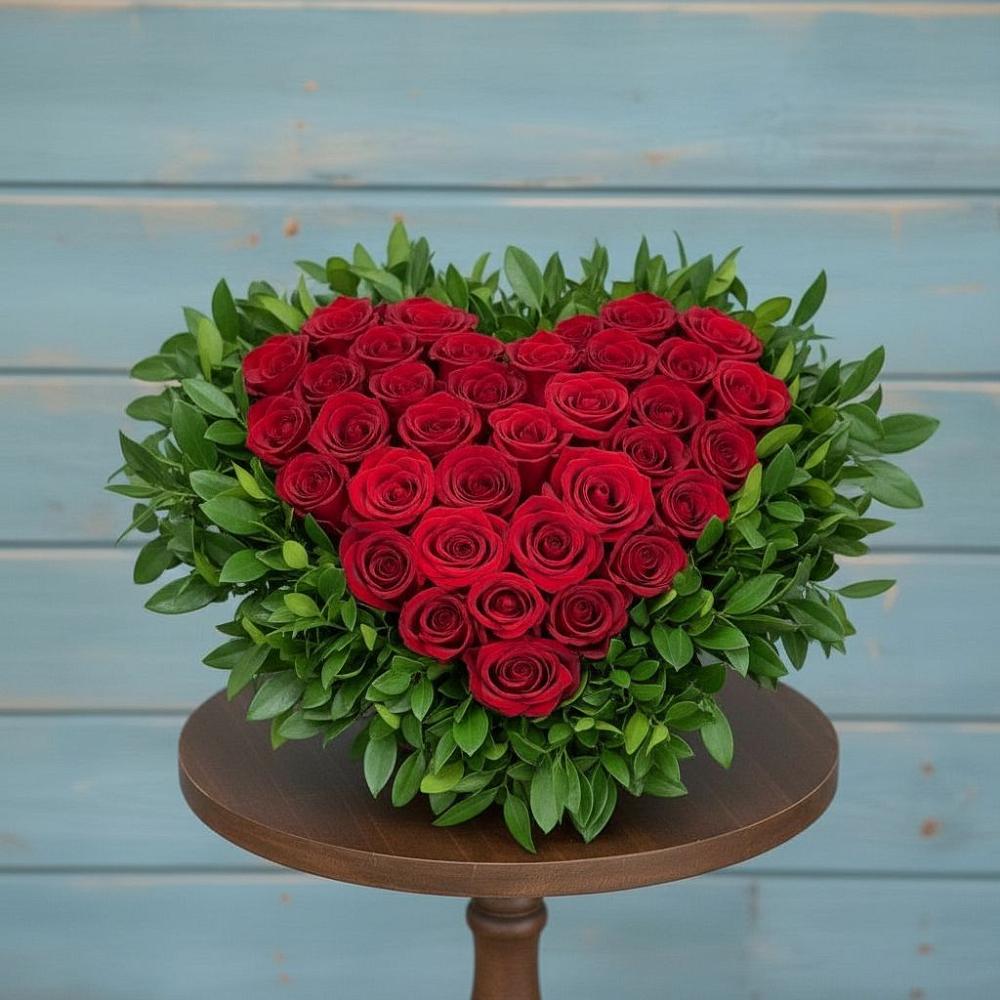 Цветочная композиция из Розы в виде сердца в Королёве