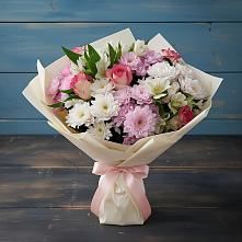 Букет цветов из:  Хризантемы, Альстромерии и Розы в Королёве