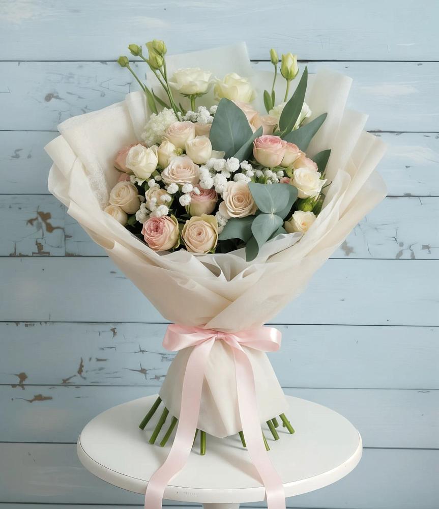 Букет цветов из: Розы и Лизиантусы в Королёве