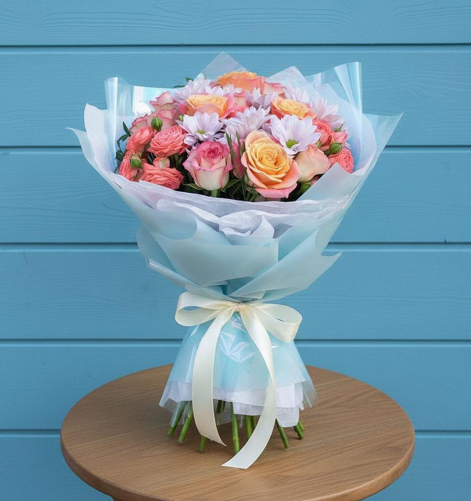 Букет цветов из: Хризантемы и Розы в Королёве