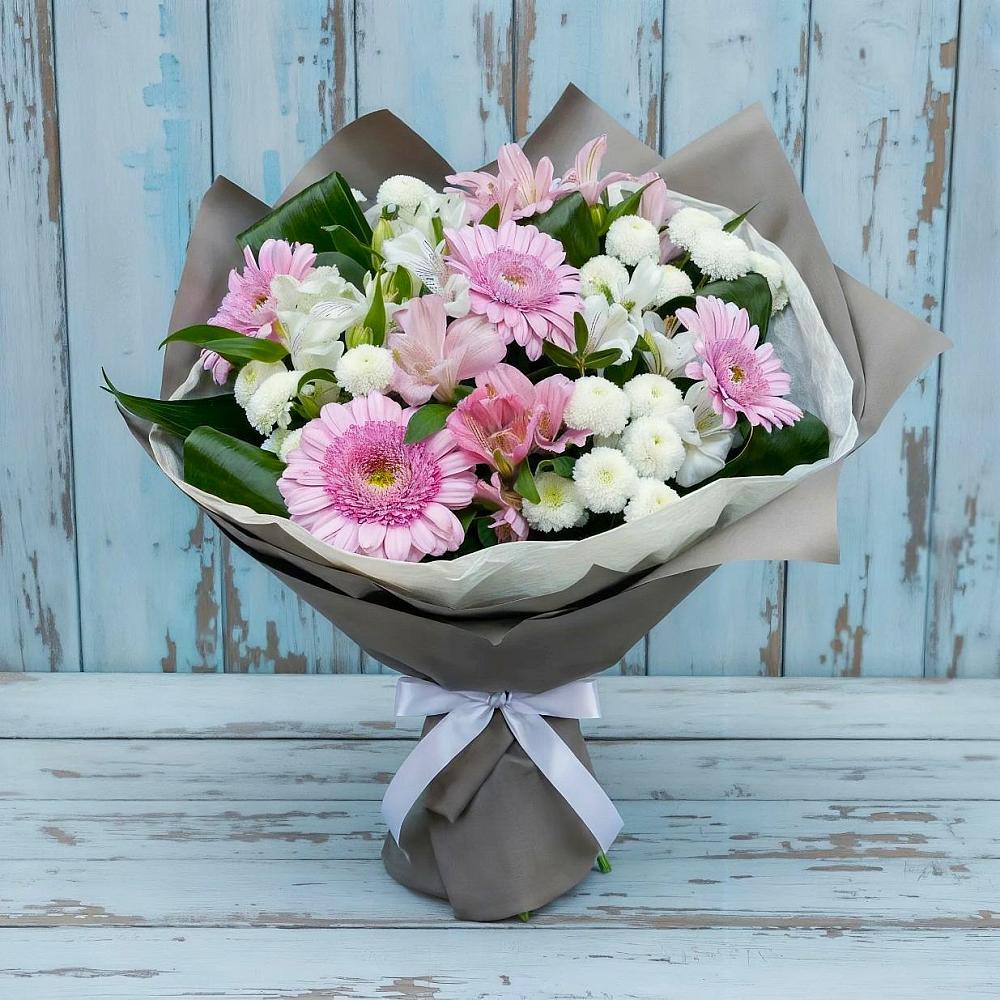 Букет цветов из: Герберы, Альстромерии и Хризантемы в Королёве